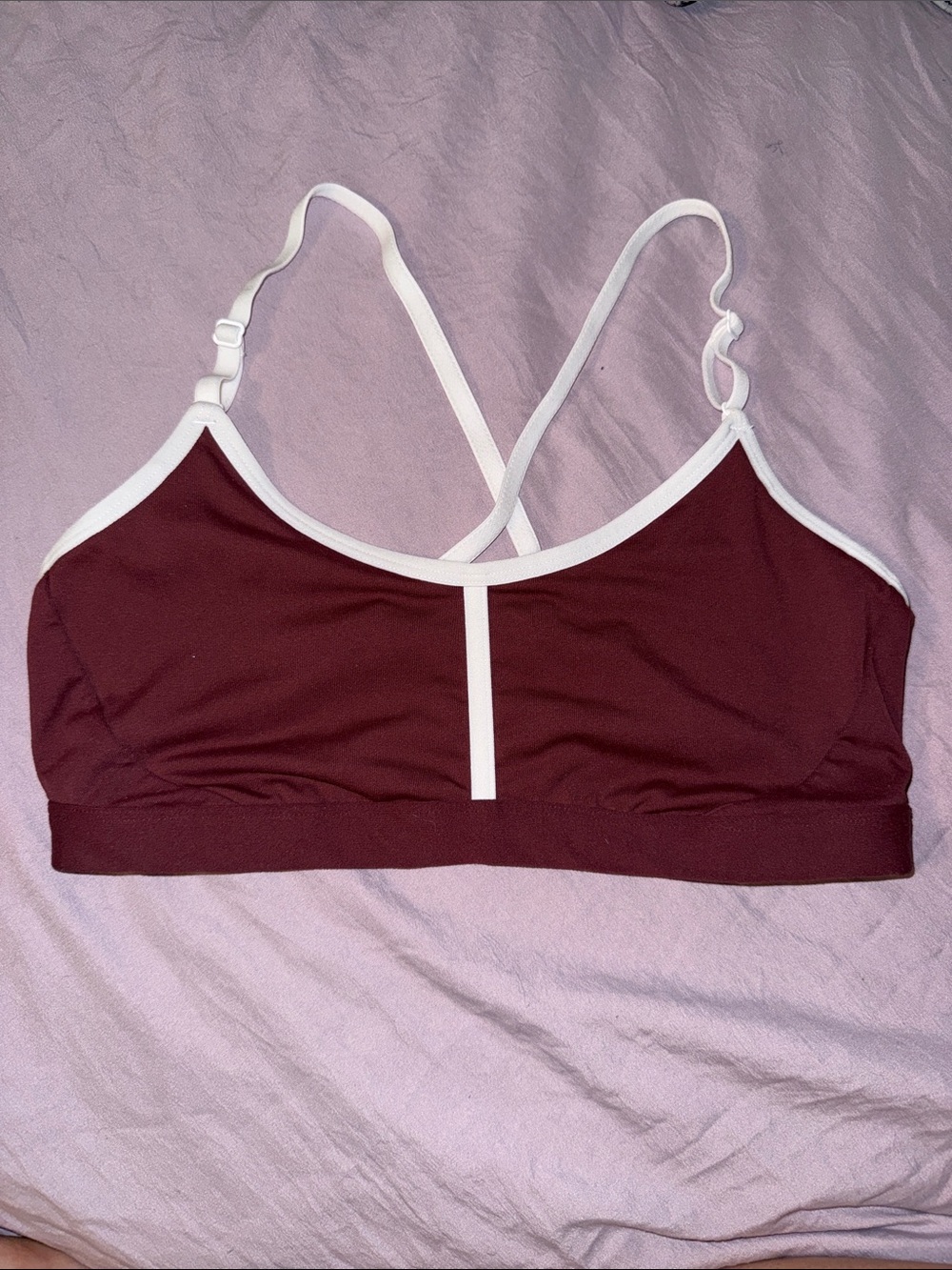 all in motion Maroon Sports Bralette with White Trim